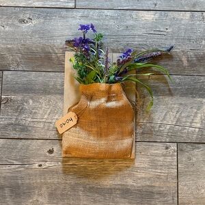 Rustic Burlap Wall Accent with Purple Flowers